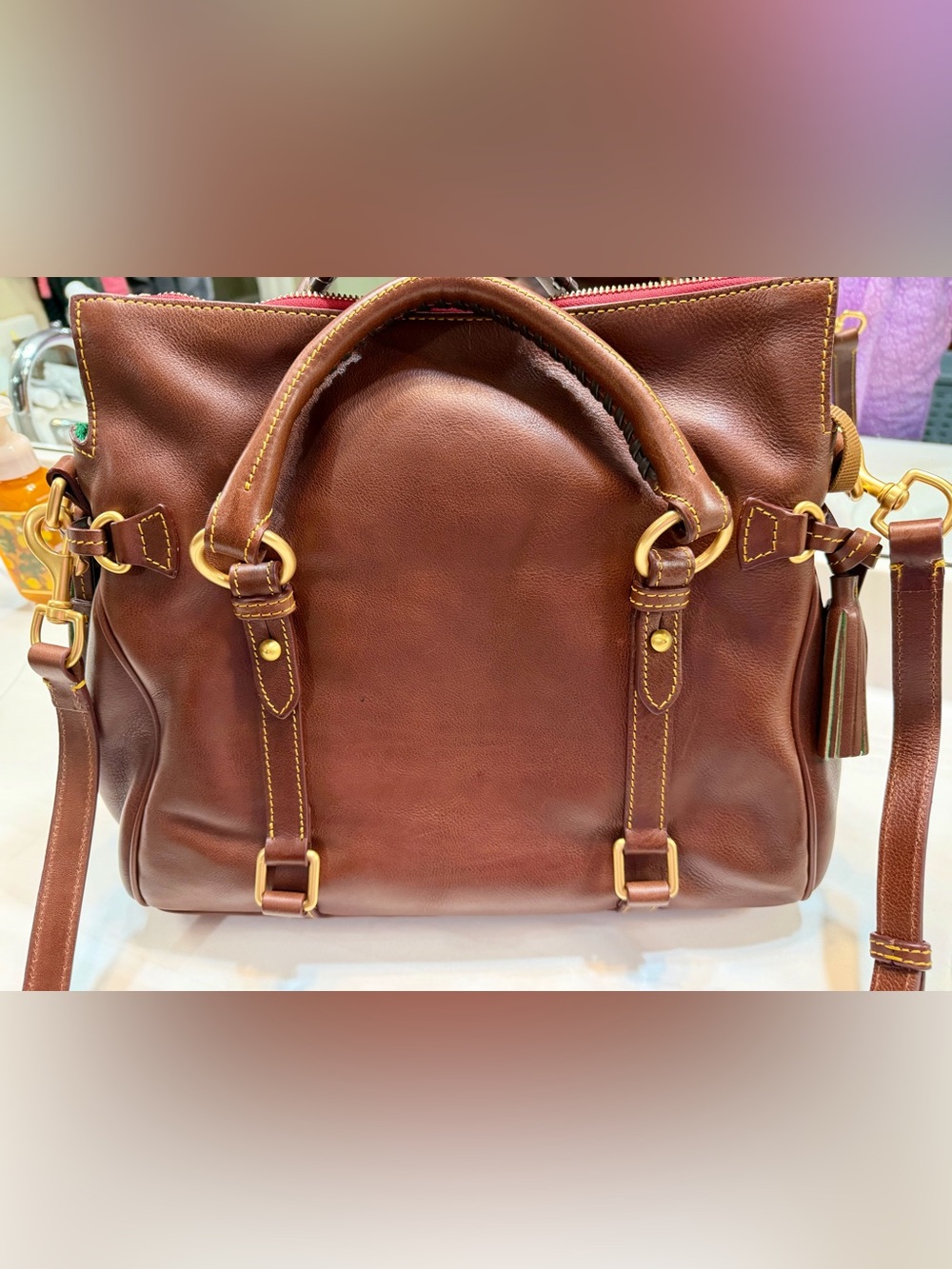 NWT Dooney and Bourke Florentine Large Satchel Chestnut - Picture 14 of 14